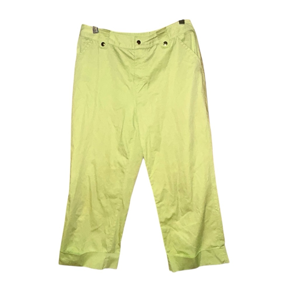 Sandra Women’s Lime Green High Rise Cropped Pants Cuffed Stretch‎ Size 6